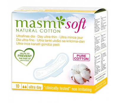 Прокладки гигиенические критические Soft MASMI NATURAL COTTON (ультратонкие, дневные, из натурального хлопка), 10 шт