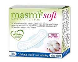 Прокладки гигиенические критические Soft MASMI NATURAL COTTON (ультратонкие, ночные, из натурального хлопка), 10 шт