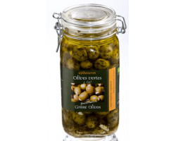 Оливки зеленые c чесноком (Green olives with garlic) маринованные в масле, 1,5 кг