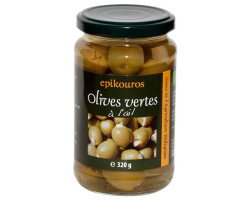 Оливки зеленые c чесноком (Green olives with garlic) пастеризованные, 320 г
