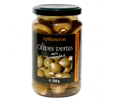 Оливки зеленые c миндалем (Green olives with almonds) пастеризованные, 320 г