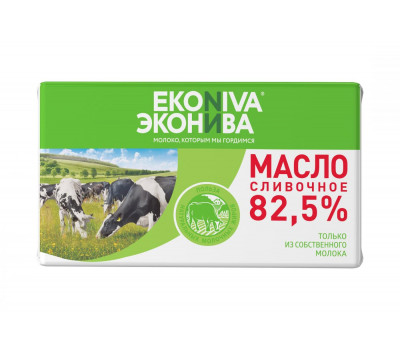 Масло сливочное ЭкоНива высшего сорта м.д.ж. 82,5%, 350 г
